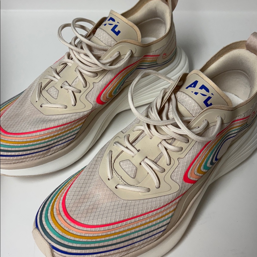 Never worn APL streamline rainbow shoes